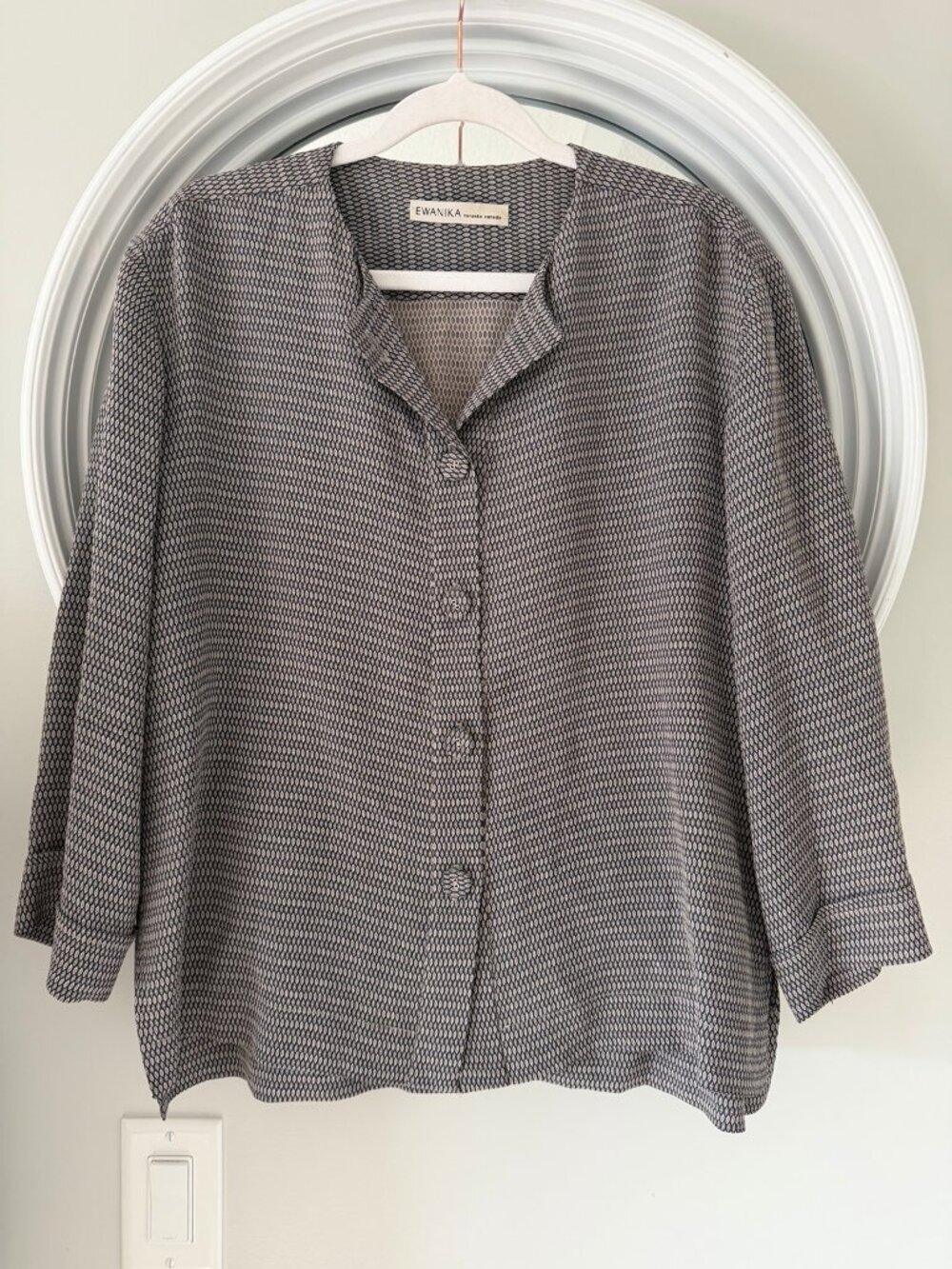 EWANIKA Geometric Pattern Button Front Jacket Small Made in Canada